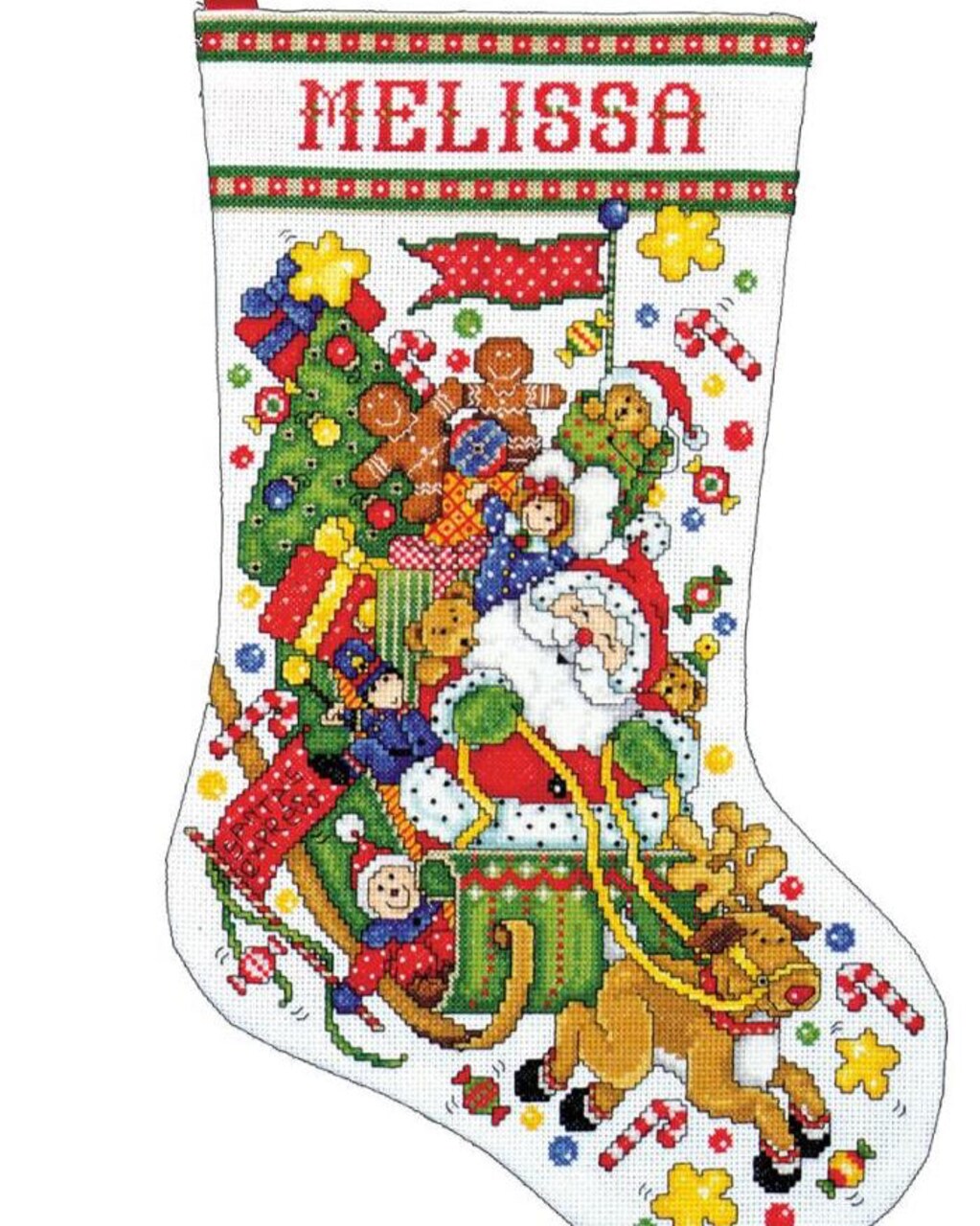 DIY Design Works Santa Sleigh Christmas Counted Cross Stitch Stocking Kit 5951